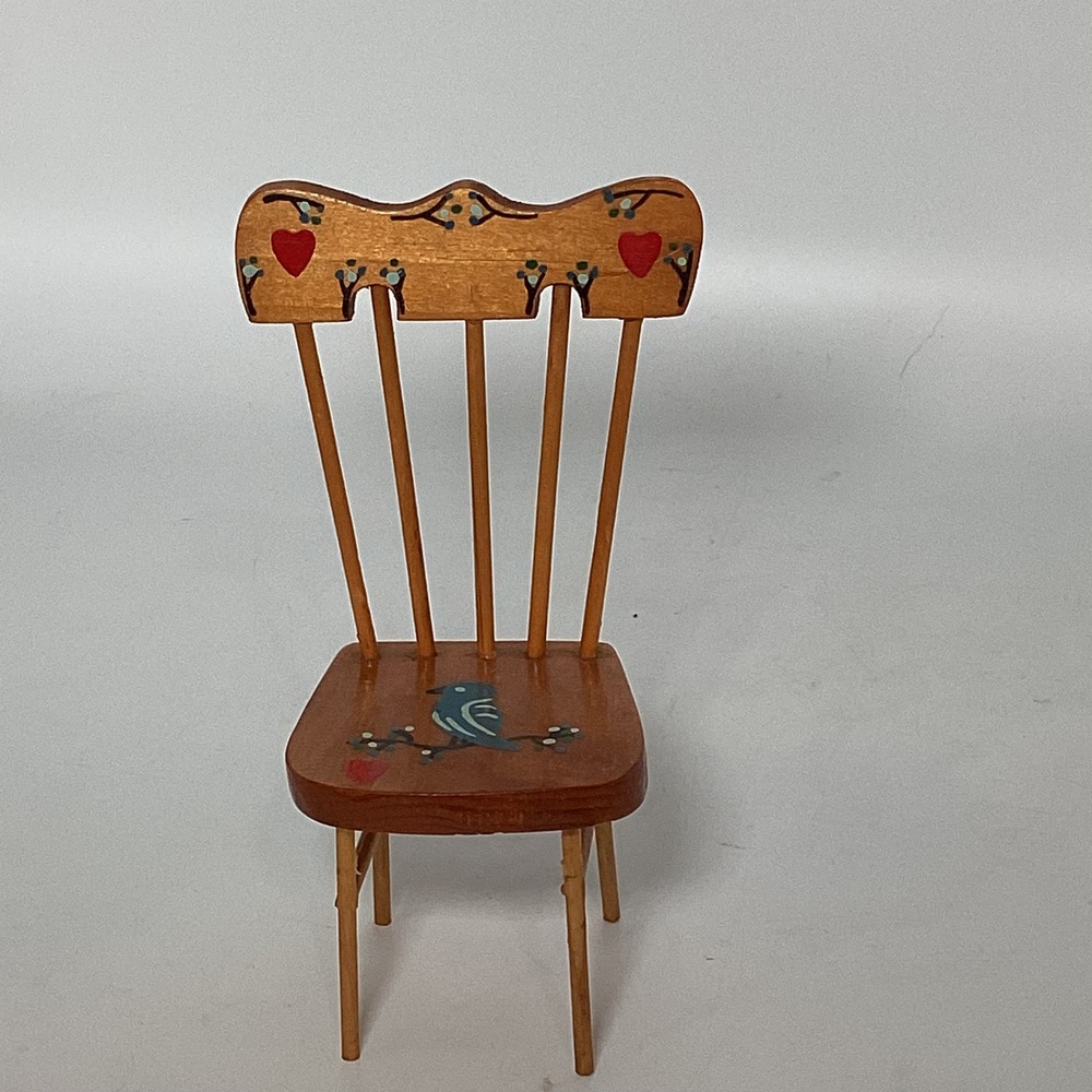 Wooden Handcrafted Hand Painted Bluebird Dollhouse‎ Chair 6"